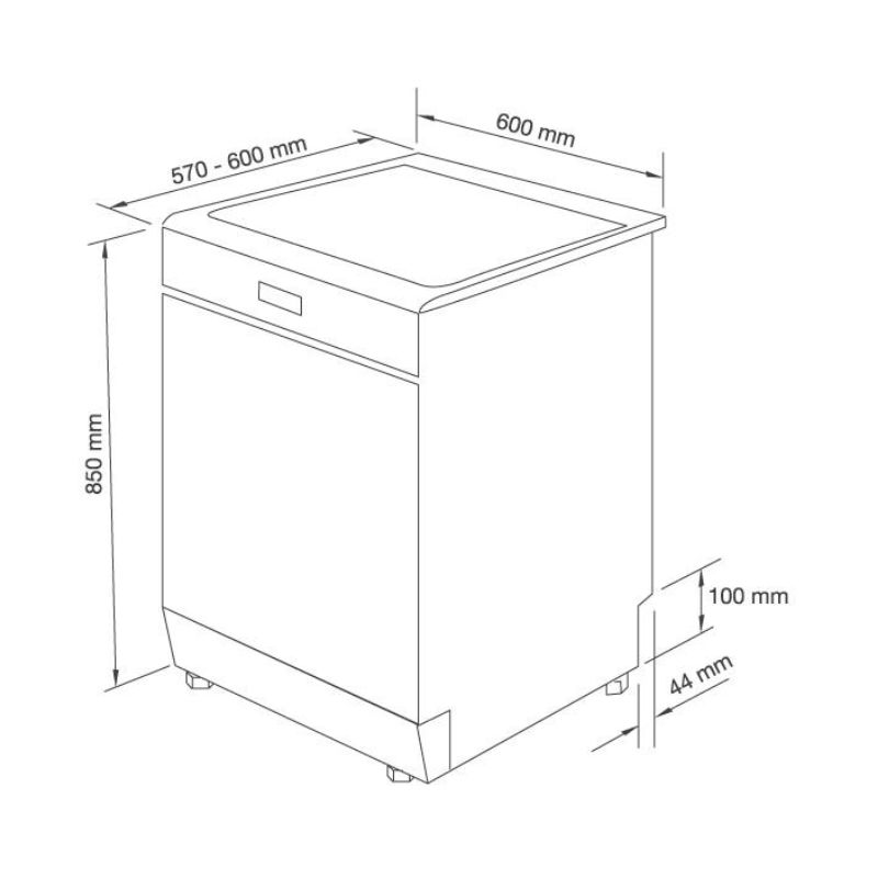 Kích thước máy rửa bát Malloca WQP12-J7227 Kích thước máy rửa bát Malloca WQP12-J7227