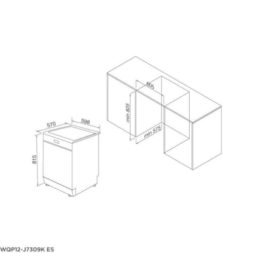 Máy rửa bát Malloca WQP12-J7309K E5 3 Máy rửa bát Malloca WQP12-J7309K E5