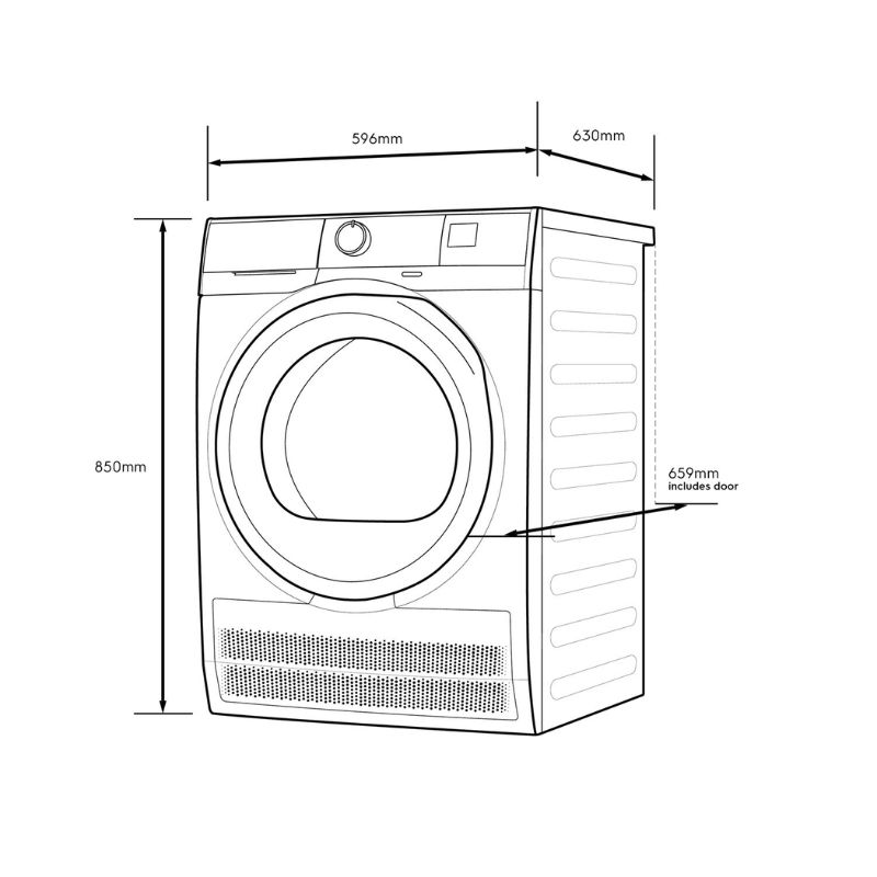 Kích thước máy sấy Electrolux EDC804CEWA Kích thước máy sấy Electrolux EDC804CEWA
