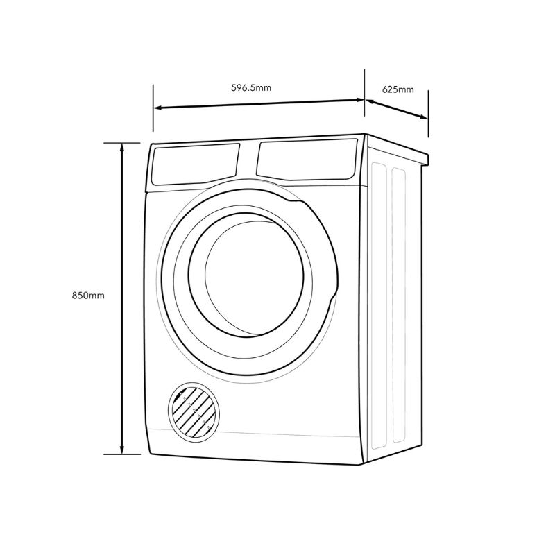 Kích thước máy sấy Electrolux EDV805JQWA Kích thước máy sấy Electrolux EDV805JQWA