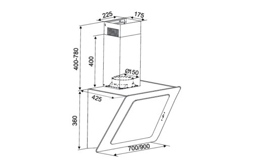 Máy hút khử mùi áp tường Kocher K-2080V 70cm 4 kocher k 2080v 70cm 1