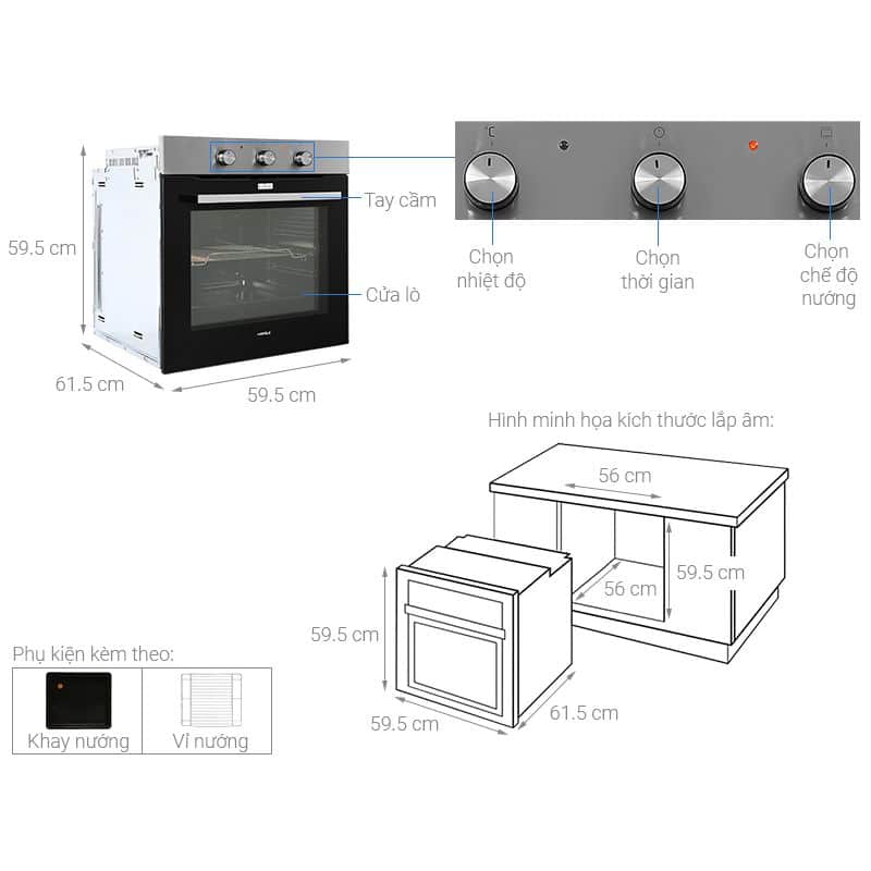 Thông số kỹ thuật lò nướng âm tủ Hafele HO-K60C 535.62.591 Thông số kỹ thuật lò nướng âm tủ Hafele HO-K60C 535.62.591