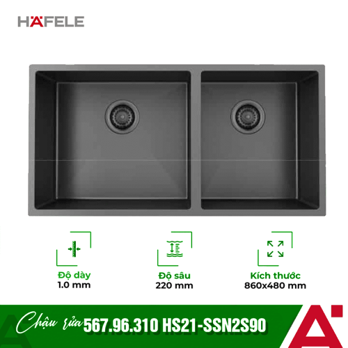 CHẬU INOX HÄFELE HS21-SSN2S90 567.96.310