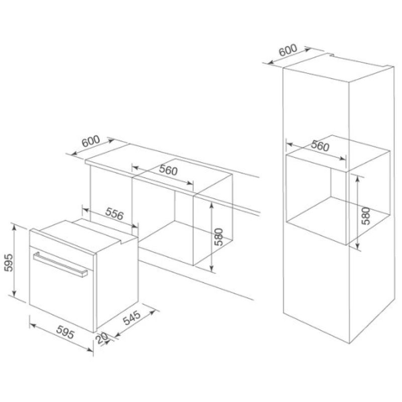 Kích thước lò nướng Malloca MOV-655EST Kích thước lò nướng Malloca MOV-655EST