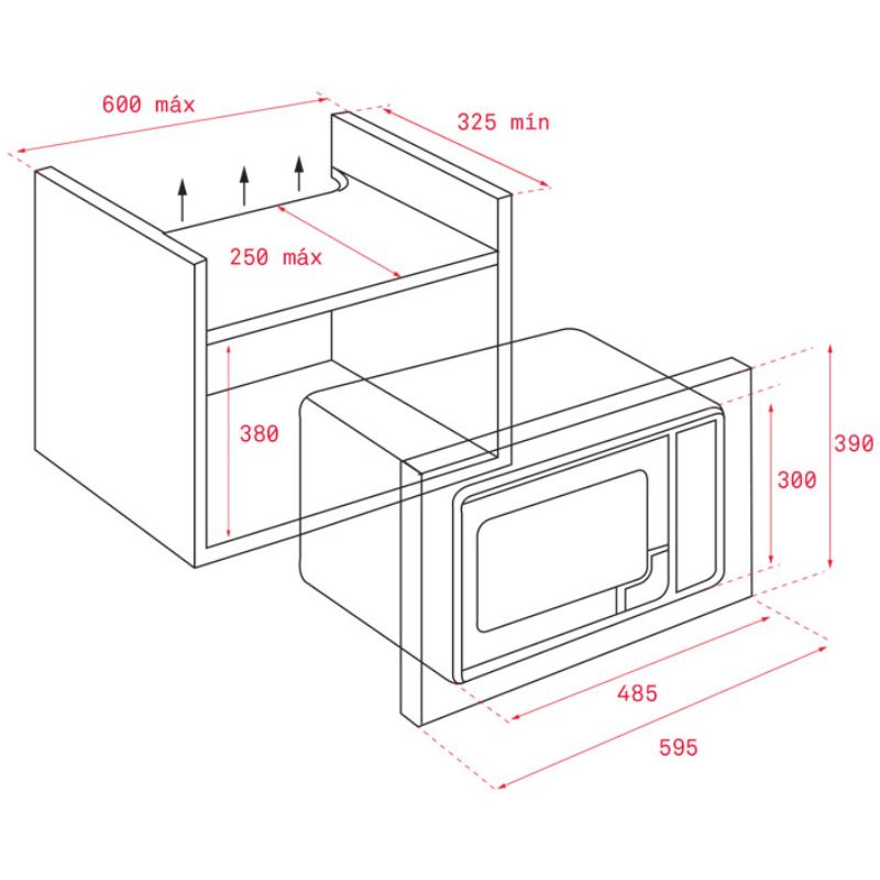 Kích thước lò vi sóng TEKA MS 620 BIH Kích thước lò vi sóng TEKA MS 620 BIH