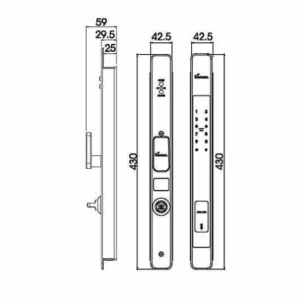 Kích thước của Khóa cửa điện tử Demax SL801 YB - APP WIFI Kích thước của Khóa cửa điện tử Demax SL801 YB - APP WIFI