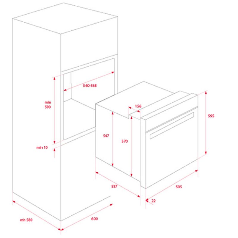 Kích thước lò nướng điện Teka HBB 610 BK Kích thước lò nướng điện Teka HBB 610 BK