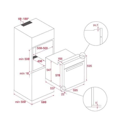 Lò nướng TEKA HLB 8415 BK 111000052 3 Kích thước của Lò nướng Teka HLB 8415 BK (có khay hấp)