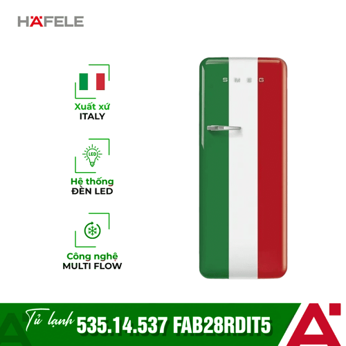 Tủ lạnh Hafele Smeg FAB28RDIT5 535.14.537 màu cờ Ý