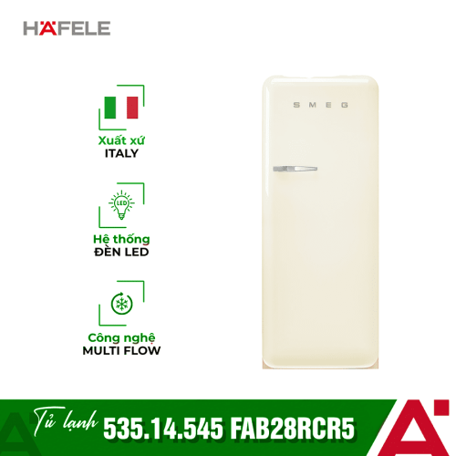 Tủ lạnh đơn Hafele Smeg FAB28RCR5 535.14.545 màu kem