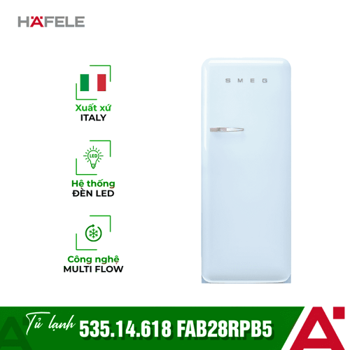 Tủ lạnh Hafele Smeg FAB28RPB5 535.14.618 màu xanh nhạt
