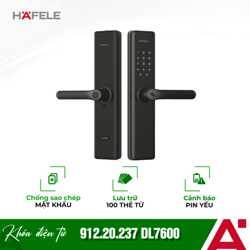 Khóa điện tử Hafele DL7600 Đen Không Pin 912.20.237