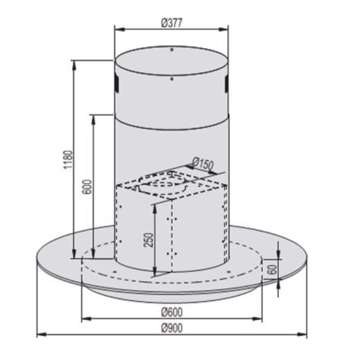 Máy hút đảo Lorca TA 6009-90 3 Kích thước máy hút đảo Lorca TA-6009