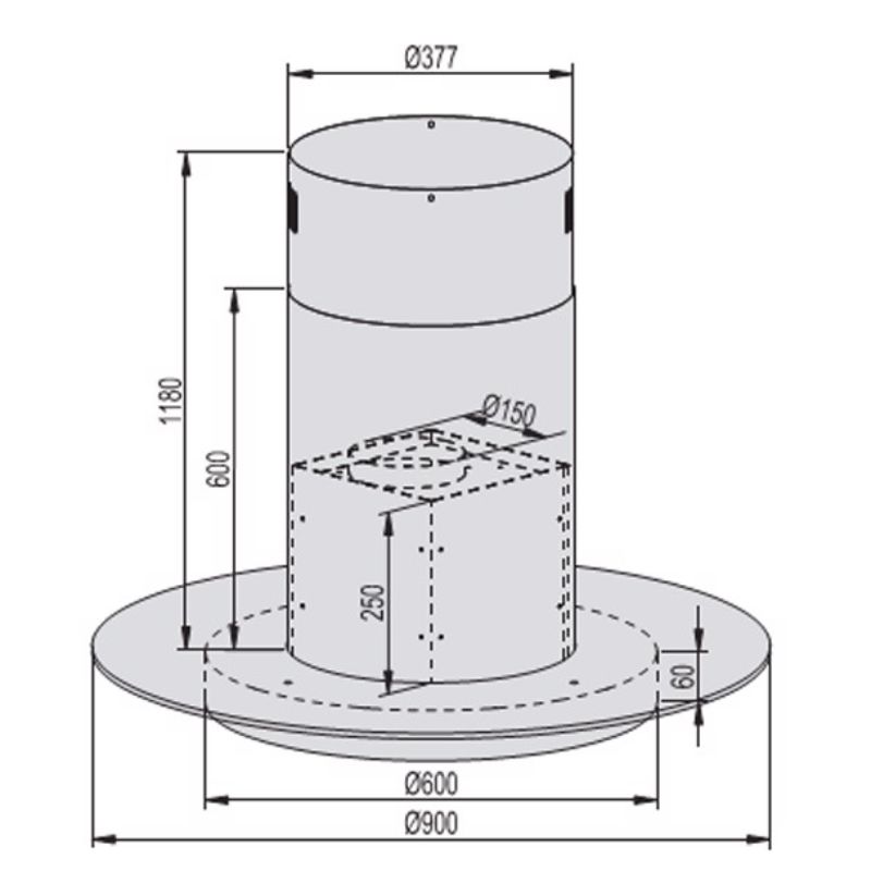 Kích thước máy hút đảo Lorca TA-6009 Kích thước máy hút đảo Lorca TA-6009