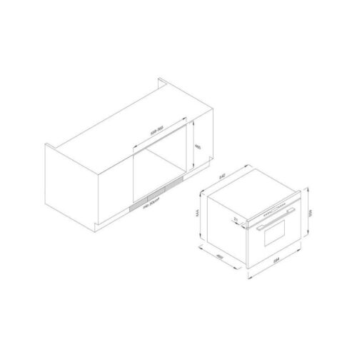 Lò hấp Malloca MST35-IX03 (kính đen) 3 Kích thước lò hấp Malloca MST35-IX03 (kính đen)