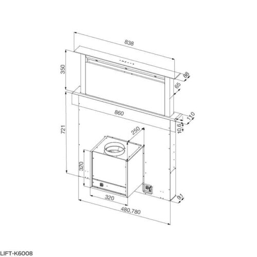 Máy hút mùi âm bàn Malloca LIFT- K6008 3 Kích thước máy hút mùi âm bàn Malloca LIFT- K6008