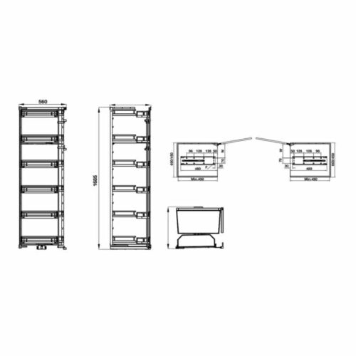 Tủ đồ khô Hafele Kosmo Kara Swing 548.65.842 3 Kích thước Tủ đồ khô Hafele Kosmo Kara Swing 548.65.842