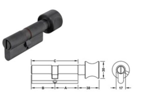 Ruột khóa 1 đầu chìa 1 đầu vặn Hafele 916.08.422, 63mm Đồng thau