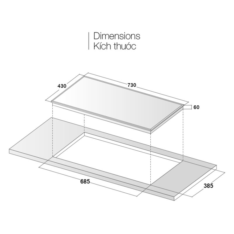 Kích thước bếp từ kết hợp hồng ngoại Eurosun EU-TE799Pro Kích thước bếp từ kết hợp hồng ngoại Eurosun EU-TE799Pro