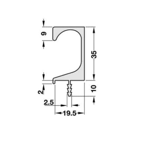 Tay nắm dạng thanh nhôm 3000mm Hafele 126.27.303 3 Tay Nắm Dạng Thanh Nhôm 3000mm Hafele 126.27.303