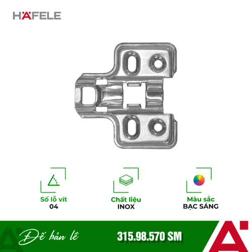 Đế bản lề Metalla SM Inox Hafele 315.98.570