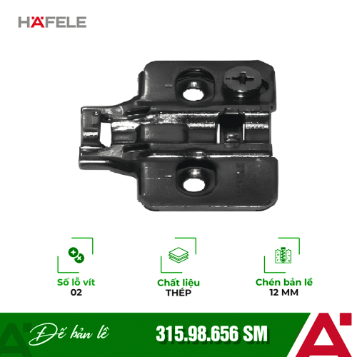 Đế bản lề Hafele 2 lỗ bắt vít với ốc điều chỉnh 315.98.656