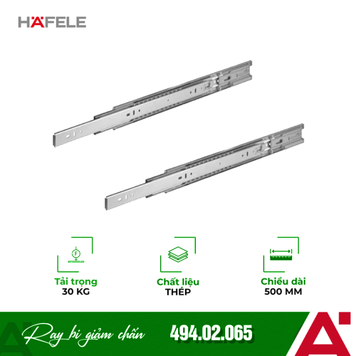 Ray bi giảm chấn 500mm Hafele 494.02.065