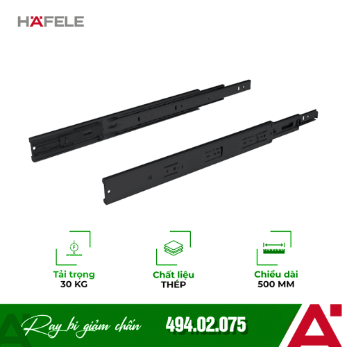 Ray bi giảm chấn 500mm Hafele 494.02.075