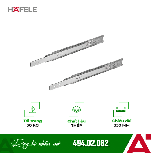 Ray bi nhấn mở 350mm Hafele 494.02.082
