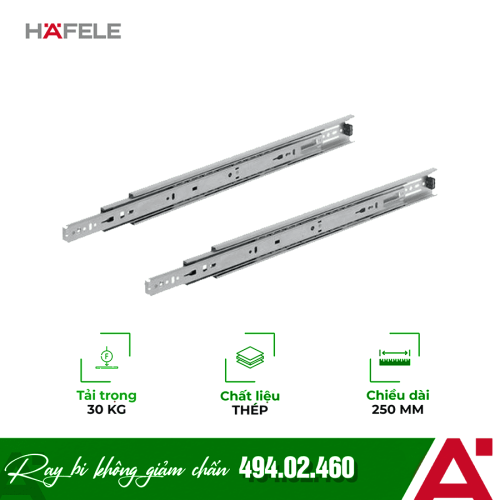Ray bi không giảm chấn 250mm Hafele 494.02.460