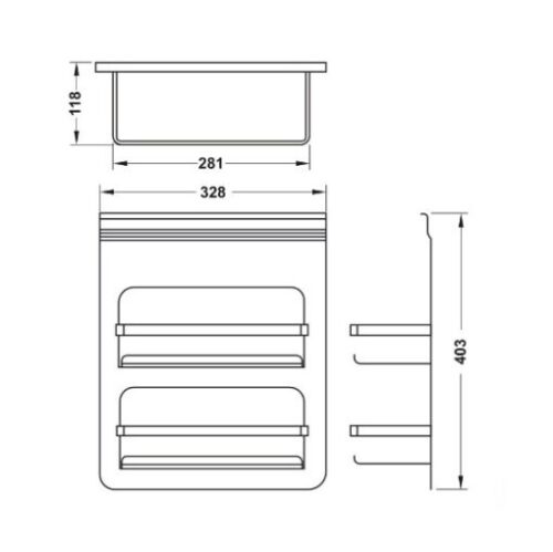 Kệ đa năng có khung Hafele 523.00.360 3 Kệ Đa Năng Có Khung Hafele 523.00.360