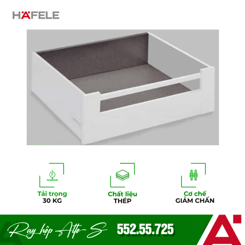 Ray hộp Alto-S chiều cao 170mm với thanh vuông Hafele 552.55.725