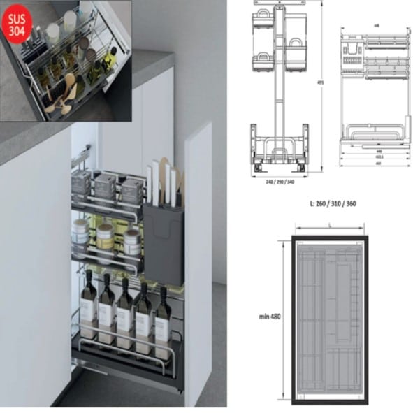 Giá để dao thớt đa năng nan oval (Quả Trám) Inoxen EV5040 Giá để dao thớt đa năng nan oval (Quả Trám) Inoxen EV5040