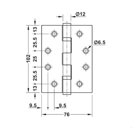 Bản lề lá 2 vòng bi 120Kg Hafele 926.98.020 3 Kích thước của Bản lề lá 2 vòng bi 120Kg Hafele 926.98.020