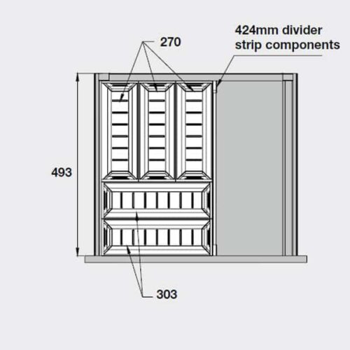 Bộ khay chia ngăn kéo bằng inox Hafele 552.52.891 3 Kích thước của Bộ khay chia ngăn kéo bằng inox Hafele 552.52.891