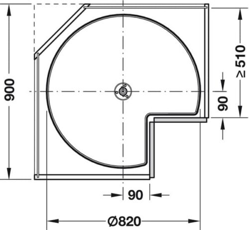 Bộ mâm xoay 2 tầng 270 độ 900mm Hafele 542.31.650 3 Bộ mâm xoay 2 tầng 270 độ 900mm Hafele 542.31.650