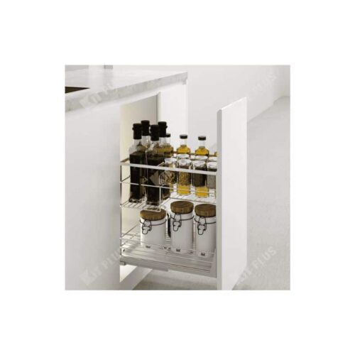 Giá để gia vị nan dẹt Inox mờ, ray giảm chấn Kit Plus DS.35 3 Giá để gia vị nan dẹt Inox mờ, ray giảm chấn Kit Plus DS.35