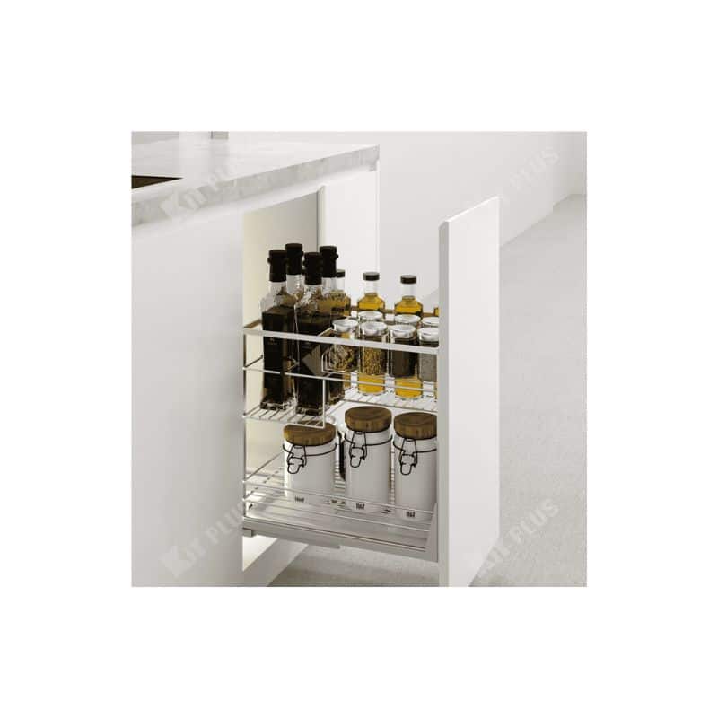 Giá để gia vị nan dẹt Inox mờ, ray giảm chấn Kit Plus DS.35 Giá để gia vị nan dẹt Inox mờ, ray giảm chấn Kit Plus DS.35