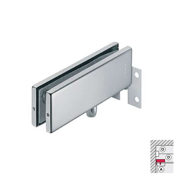 Kẹp kính trên khung gắn tường cho cửa 120kg inox bóng Hafele 981.00.666 Kẹp kính trên khung gắn tường cho cửa 120kg inox bóng Hafele 981.00.666