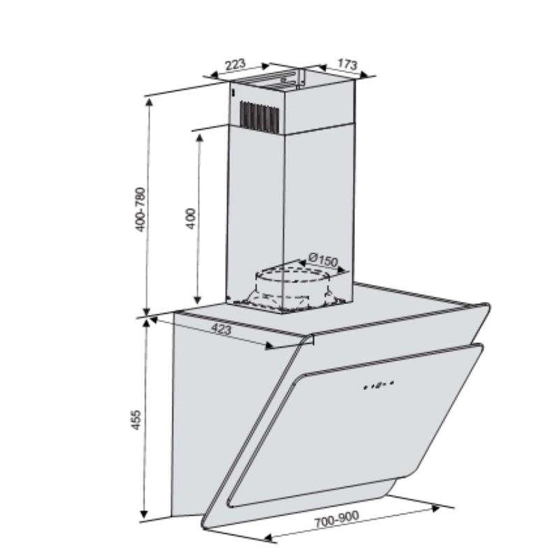 Kích thước Máy hút khói khử mùi LORCA TA 6008C - 90CM Kích thước Máy hút khói khử mùi LORCA TA 6008C - 90CM