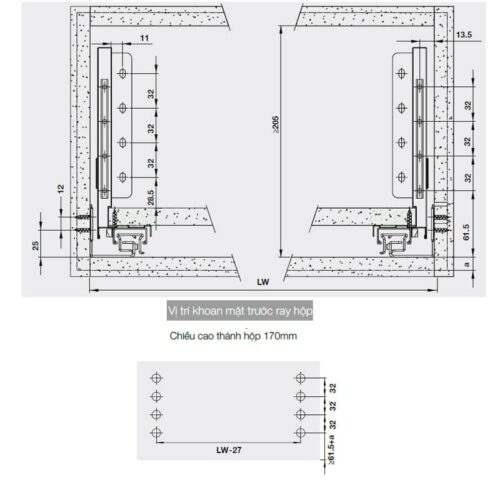 Ray hộp Hafele 552.35.355 Alto S PTO xám đậm H170/500mm 3 phu kien nha bep 552 35 355 1 1