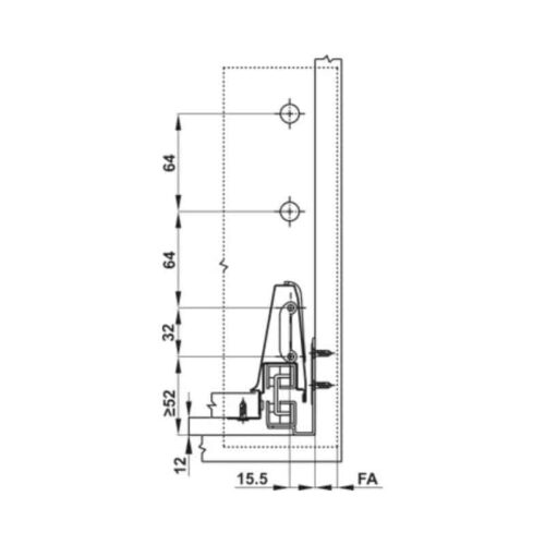 Ray hộp Hafele 552.79.085 Alto B199 500mm, trắng, nắp kim loại 5 Ray hộp Hafele 552.79.085 Alto B199 500mm, trắng, nắp kim loại