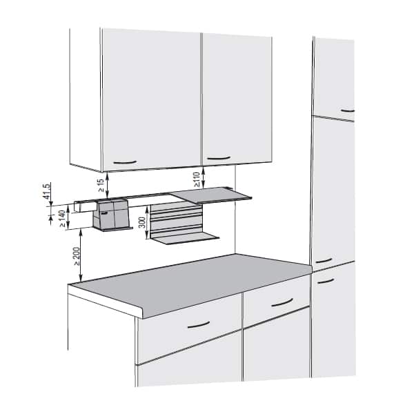Kích thước của Phụ kiện nhà bếp treo tường Linero Mosaiq Hafele 521.02.570 Kích thước của Phụ kiện nhà bếp treo tường Linero Mosaiq Hafele 521.02.570
