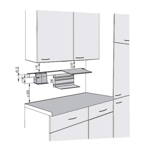 Phụ kiện nhà bếp treo tường Linero Mosaiq Hafele 521.02.572 3 Kích thước của Phụ kiện nhà bếp treo tường Linero Mosaiq Hafele 521.02.572