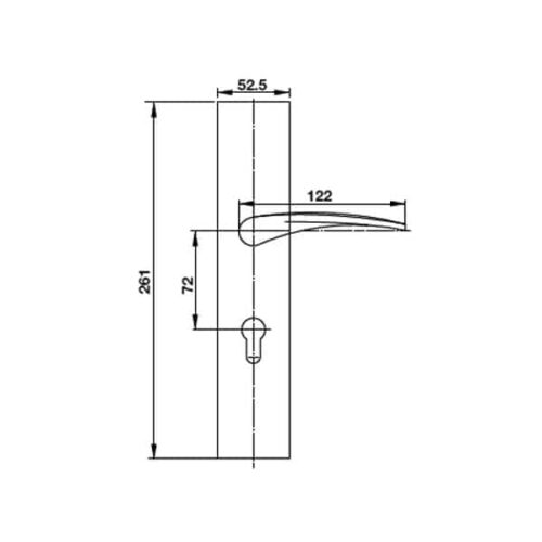 Tay nắm gạt mở trái C/C 72mm Hafele 903.99.322 3 Kích thước của Tay nắm gạt mở trái C/C 72mm Hafele 903.99.322