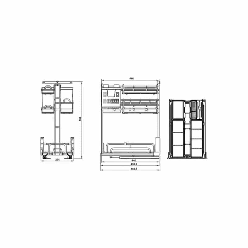 Bộ rổ gia vị dao thớt Hafele Omero 595.00.803 300mm Bộ rổ gia vị dao thớt Hafele Omero 595.00.803 300mm