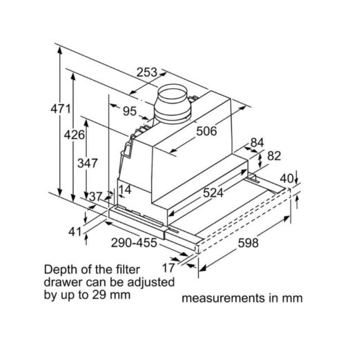 Máy hút mùi âm tủ Bosch DFS067A51B 7 Kích thước máy hút mùi âm tủ Bosch DFS067A51B