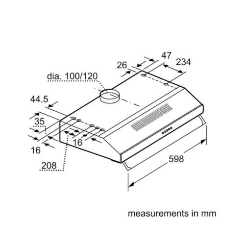 Máy hút mùi âm tủ Bosch DHU635HB 4 Kích thước máy hút mùi âm tủ Bosch DHU635HB