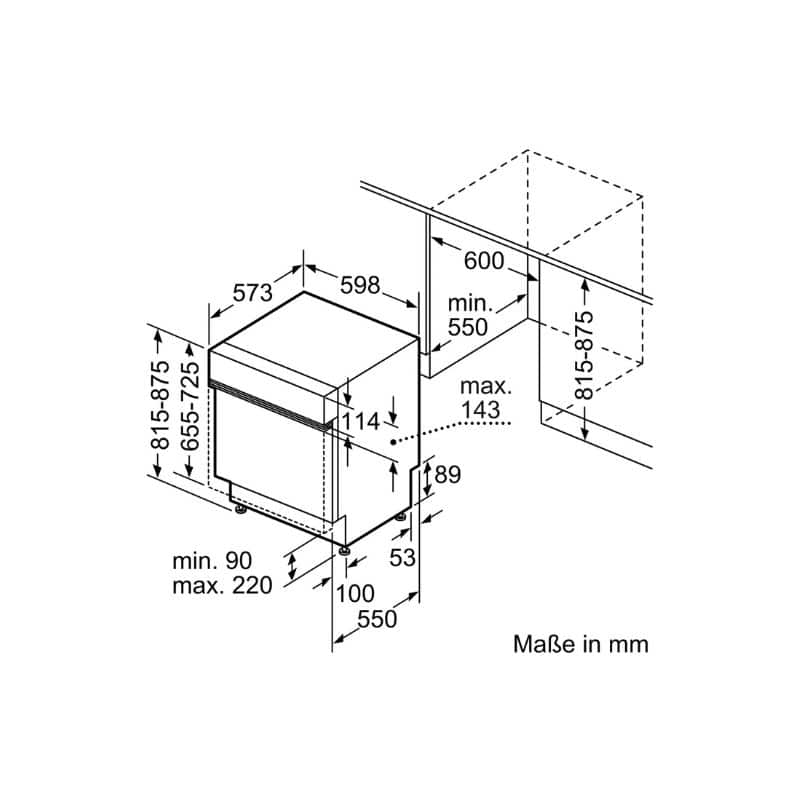 Kích thước máy rửa bát Bosch SMI6ZDS49E serie 6 Kích thước máy rửa bát Bosch SMI6ZDS49E serie 6