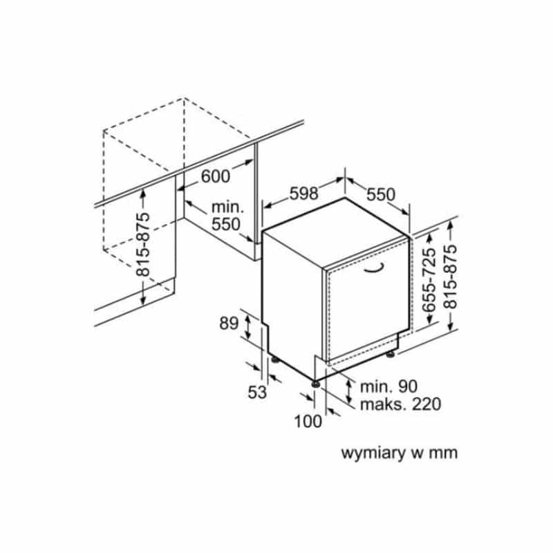 Kích thước máy rửa bát lắp âm Bosch SMV46KX00E Kích thước máy rửa bát lắp âm Bosch SMV46KX00E